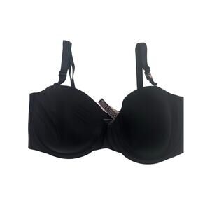 Victoria’s Secret Black Bra 36DD NWT — Gold V Detail — Lightly Lined Underwire